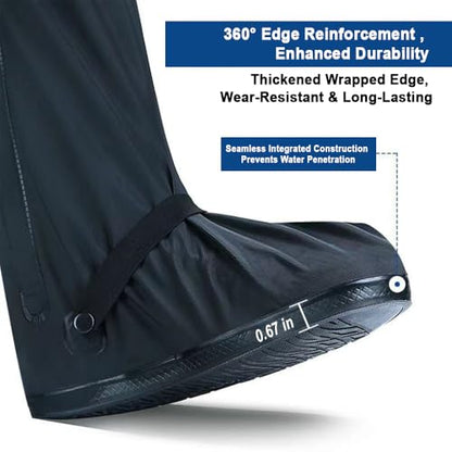 High Waterproof Rain Boot Covers, Heavy Duty Reusable Shoe Covers for Rain Snow Mud, Anti Slip Elastic Overshoes for Outdoor Cycling Walking - size: X-Large
