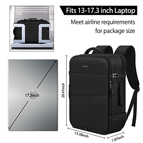 Lubardy Travel Backpack for Men Women 17 Inch Flight Approved Carry on Backpack Waterproof Large 40L Luggage Daypack Business College Weekender Overnight Laptop Backpack with 3 Packing Cubes, Black - color: Black(backpack With 3 Packing Cubes)