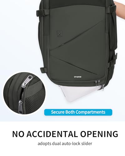 ECOHUB Carry On Travel Backpack, Expandable Airlines Personal Item Bag 18x14x8, Water Resistant 17 inch Laptop Backpack Flight Approved, 12 Pockets 30L Work Backpacks with Wet Pocket & Cable Slot - color: Green, size: 18 inch underseat