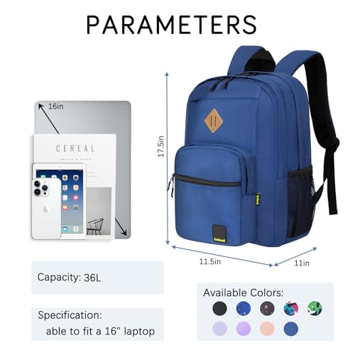 Goloni Lightweight Laptop Backpack 1.1Lbs, 26L Wear-Resistant Water Resistant Backpack with Laptop Compartment for Men Women - color: Blue
