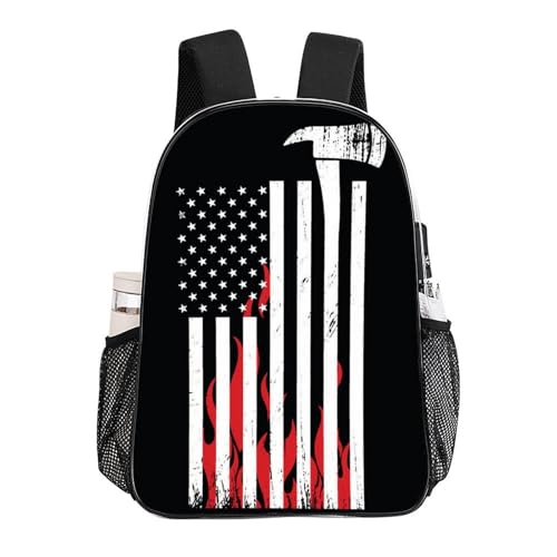 Rucksack Polyester Anti-Theft Multipurpose American Thin Red Line Flag Firefighter Black Pattern Carry On Bag Large Capacity Travel and Sport Backpack Rucksack With Smooth Zippers - color: Pattern 205
