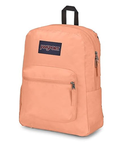 JanSport Cross Town Backpack 17" x 12.5" x 6" - Simple Bag for Everyone with 1 Main Compartment, Front Utility Pocket - Premium Class Accessories - Peach Neon - color: Peach Neon