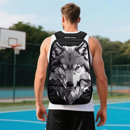 Basketball Backpack With Separate Ball Compartment And Shoes Fit Basketball Volleyball Football - color: Nordic Wolf