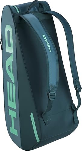 HEAD Tour Racquet Bag M (6R) Tennis Bag - Holds Up to 6 Racquets, CCT+ Climate Control Technology, 2 Main Compartments, Shoe Pocket & Backpack Carry System | 6 Racquet Capacity - color: Green