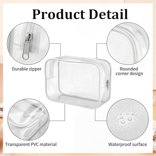 20 Packs Clear Makeup Bag, Bulk Makeup Bags Waterproof PVC Toiletry Bag with Zipper for Travel, Cosmetic Bags for Women Men, Clear Diaper Bag Organizer Pouches (White) - color: 20 white