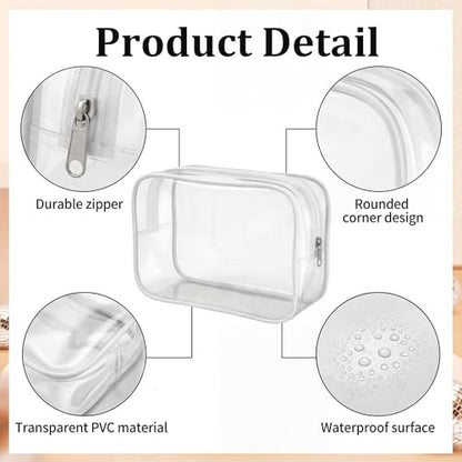 20 Packs Clear Makeup Bag, Bulk Makeup Bags Waterproof PVC Toiletry Bag with Zipper for Travel, Cosmetic Bags for Women Men, Clear Diaper Bag Organizer Pouches (White) - color: 20 white