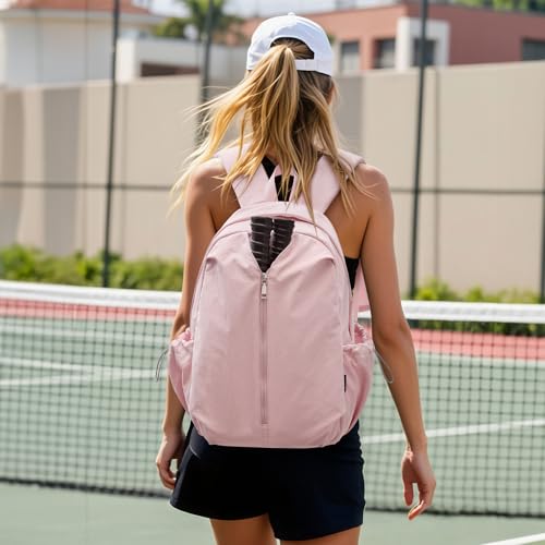 G4Free 20L Pickleball Bag for Women, Pickleball Paddle Backpack with Fence Hook, Work Travle Bag with 15" Laptop Compartment-Pink - color: Pink