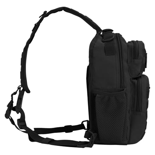 Rover Sling Pack Tactical Shoulder Sling Bag Backpack with Bottle Holder Crossbody Chest Bag, Black with Grey Patch - color: Black With Grey Patch