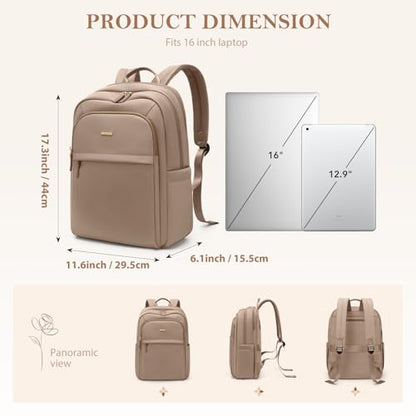 Travel Backpack for Women Personal Carry On Bag Business Weekender Hiking Multilayer Laptop Bag,16 Inch,Champagne Brown - color: Upgrade-champagne Brown, size: 16 Inch