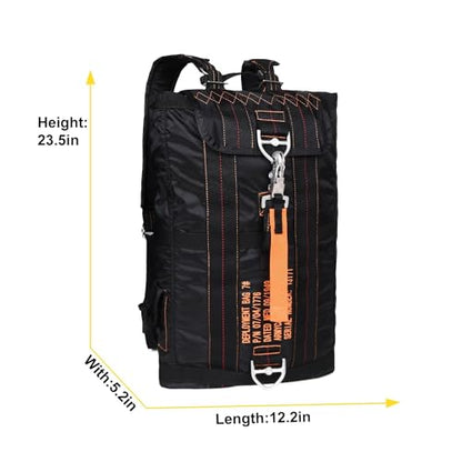 Military Tactical Backpack Parachute Buckles Hook Nylon Rucksacks Flight Backpacks Day Pack for Outdoor,Hiking,Camping (Black) - color: Black