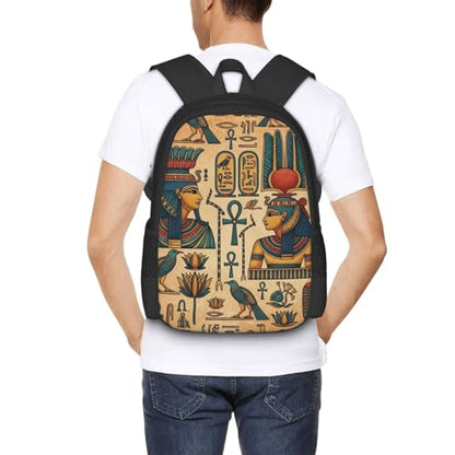 Slim Anti Theft Laptop Backpack Egyptian Murals, Large Volume Travel Daypack Durable Polyester Carry Bag for Office Business Outdoor Trekking - color: Design (1323)