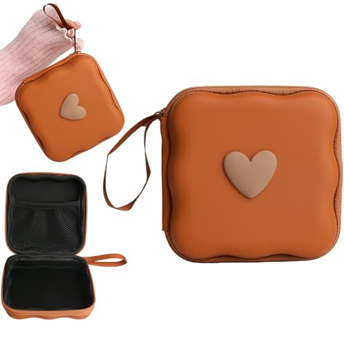 Charger Cover Storage Bag, Lovely 3D Love Heart Waves Design Charger Protector Travel Storage Case, Earphone Wire Saver Cable Cord Organizer Wireless Earphone Storage Box, Brown Love - color: Brown Love
