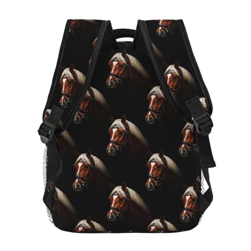 Stylish Travel Backpack Horse Black, Commuter Daypack with Laptop Compartment for Work, Trips and Gym - color: Pattern (270)
