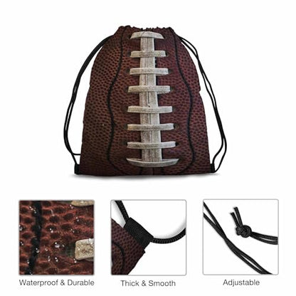 Drawstring Bag American Football Waterproof Basketball Bag Ball with Visible Laces Stitches Pigskin Pattern Stroage Shoes Ball - color: Football