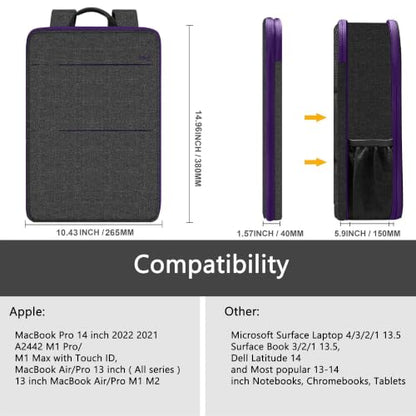ZINZ Slim & Expandable Laptop Backpack Water Resistant Backpack Travel Backpack Compatible with MacBook Air/Pro/Neo 13-14 inch, XPS 13/14, Surface 13.5" and Most 13-14 Notebooks，B01PU01 - color: B01pu01, size: 13"-14"
