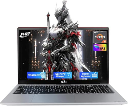NIMO 15.6" Laptop: Power & Reliability for Student & Office, AMD Ryzen 5 (Up to 3.7GHz), 32GB RAM 1TB SSD, Fast 65W Type-C Charging, Fingerprint, Backlit KB, 2-Year Warranty for Peace of Mind