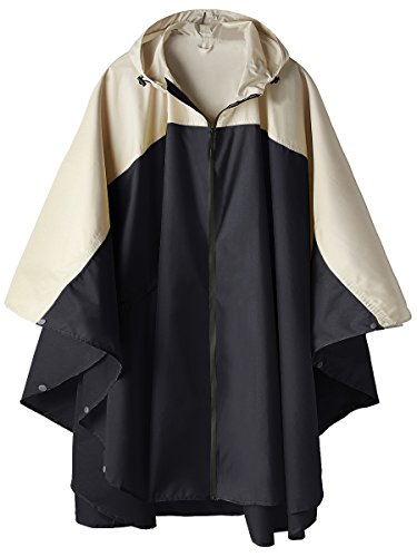 SaphiRose Unisex Rain Poncho Waterproof Raincoat Hooded for Adults Women with Pockets - color: A-black-white