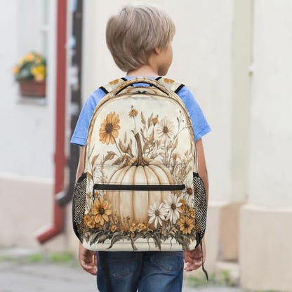 Fall Farmhouse Pumpkin Floral Womens Travel Backpack | 15.6 Inch Laptop Backpack, Lightweight Casual Daypack, Water Resistant, Cute Work Backpacks, Large Capacity - color: Multicolor3