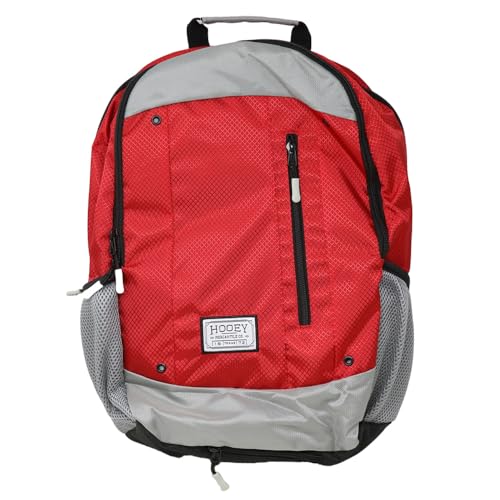 HOOEY Rockstar 20L Backpack - Compact Travel Backpack with Laptop Sleeve - Lightweight, Durable Daypack for Commuting, Hiking & Outdoor Use - Unisex Design (Red/Grey) - color: Red/Grey
