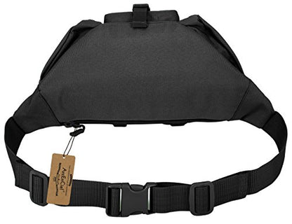 ArcEnCiel Tactical Fanny Pack for Men Women Waist Bag Hip Belt Outdoor Hiking Fishing Bumbag with Patch (Black) - color: Black
