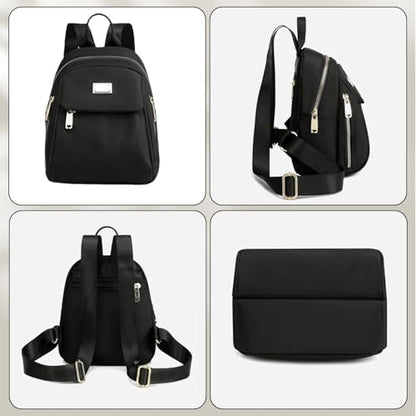 Womens Small Backpack Purse, Oxford Cloth Tiny Backpack Small backpacks for Women, Mini Backpacks for Travel (black)