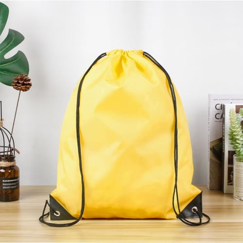 Drawstring Backpack 4PCS Bulk String Backpack Drawstring Bags Sport Gym Cinch Bag Nylon String Bag for Women Men (Yellow 4PCS) - color: Yellow 4pcs