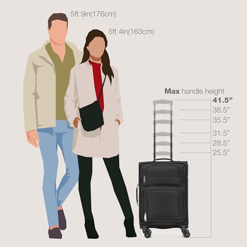 U.S. Traveler Rio Lightweight Softside Rolling Carry-on Suitcase, 4-Wheel Set, Black - color: Black, size: 22"/14"