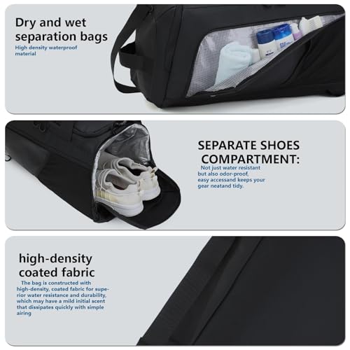 BESMART 2 in 1 Convertible Mens Gym Bag with Shoe Compartment, Heavy Duty Waterproof Travel Duffle Backpack Sports Gym Bag, 10 Pockets for Travel, Outdoor, Fitness