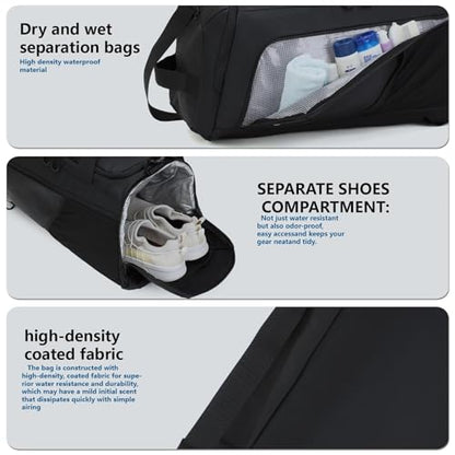BESMART 2 in 1 Convertible Mens Gym Bag with Shoe Compartment, Heavy Duty Waterproof Travel Duffle Backpack Sports Gym Bag, 10 Pockets for Travel, Outdoor, Fitness