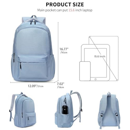 GAEKEAO Everyday Backpack for Women Men, Lightweight Casual Bookbag Travel Backpack for Work College Commute Blue - color: C03 Light Blue