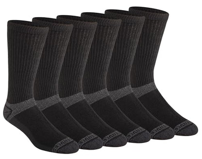 Eddie Bauer Men's Dura Dri Moisture Control Crew Socks (6 & 12 Packs) - color: Boot Length Black (6 Pairs)