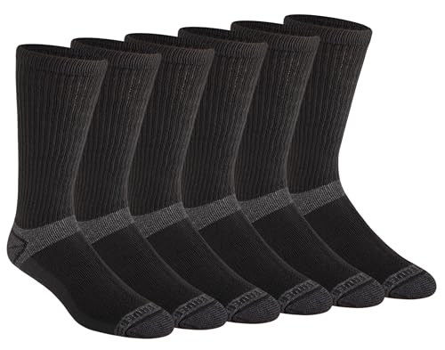 Eddie Bauer Men's Dura Dri Moisture Control Crew Socks (6 & 12 Packs) - color: Boot Length Black (6 Pairs)