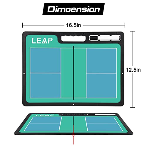 LEAP Coach Board Premium Tactical Clipboard Two Sides with Full & Half Court Dry Erase Marker Board for Basketball, Baseball, Soccer, Football, Hockey - color: Badminton / Pickelball