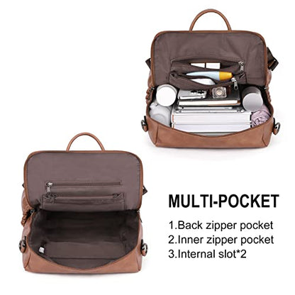 CLUCI Womens Backpack Purse Leather Backpack Large Fashion Designer Travel Ladies Shoulder Bags with Wristlet 2PCS - color: 0-1 Brown 2pcs