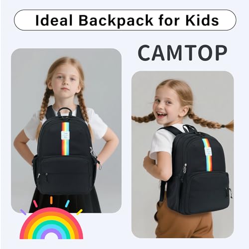 CAMTOP School Backpack for Girls, 15.6 Inch Teen Girls Casual Backpack High Middle School Daypack Women Daily Travel Laptop Bag - color: Black, size: 16Inch-Teen