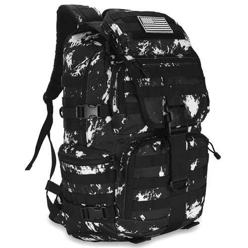 50L Military Tactical Backpack Hiking Waterproof Backpack Large Military Pack 3 Day Assault Pack Molle Bag Rucksack - color: Blacklightning