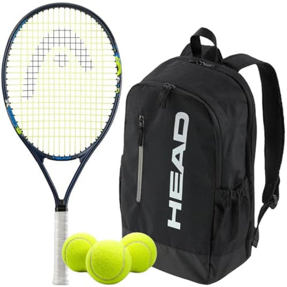 Head Speed 25 Inch Junior Tennis Racquet Bundled w a Black Base Bag or Backpack and Tennis Balls – Optional Accessories