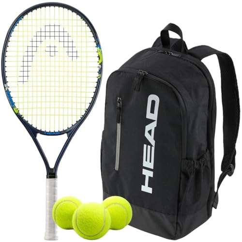 Head Speed 25 Inch Junior Tennis Racquet Bundled w a Black Base Bag or Backpack and Tennis Balls – Optional Accessories