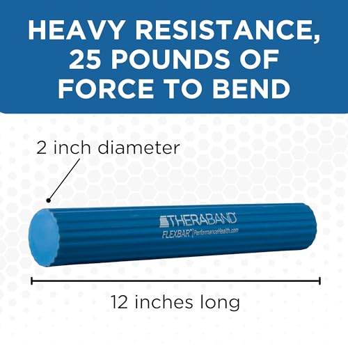 THERABAND FlexBar Resistance Bar, Heavy, Blue Flex Therapy Bar for Physical Therapy, Wrist & Forearm Exercise Equipment, Non Slip Grip, Compact Design - color: Blue - Heavy, style: Original