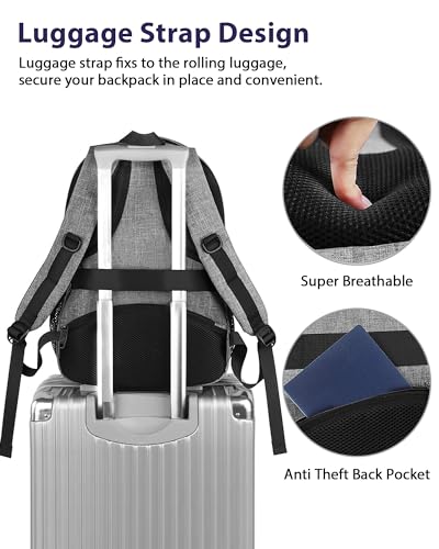 MATEIN 17 Inch Work Backpack for Men Women, Water Resistant Practical Travel Laptop Backpack with Anti Theft Pocket, Casual College Daypack Laptop Compartment TSA Friendly, Grey Black