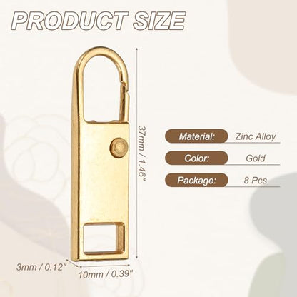 uxcell 8Pcs Zipper Pull Replacement, Metal Zipper Handle Mend Fixer Tab Repair for Luggage Suitcase Backpack Jacket Bags Boots Coat Handbags, Gold Medium - color: Gold, size: Medium