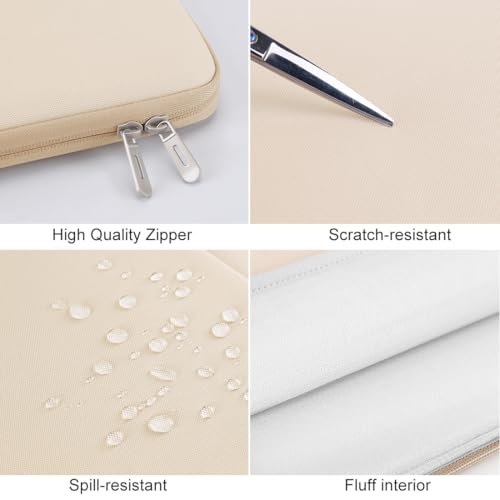 DOMISO 17 inch Laptop Sleeve Protective Case Cover Compatible with 17-17.3 inch HP Dell ASUS Lenovo Chromebook,Waterproof Computer Cases Bag,Beige