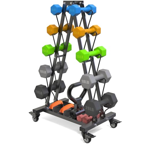 Kipika Heavy Duty 3 Tier Dumbbell Rack Multifunctional, Weight Rack for Dumbbells, Home Gym Equipment, Suitable for Storage of Dumbbell, Kettle Bell, Barbell Plate, Barbell Bar - color: 5 Tier Tilt Shelf