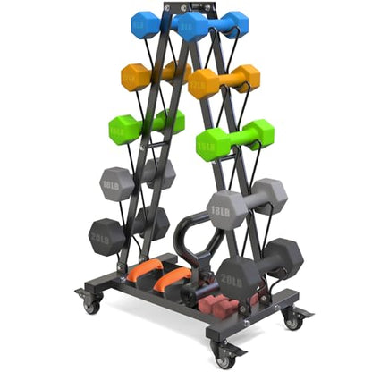 Kipika Heavy Duty 3 Tier Dumbbell Rack Multifunctional, Weight Rack for Dumbbells, Home Gym Equipment, Suitable for Storage of Dumbbell, Kettle Bell, Barbell Plate, Barbell Bar - color: 5 Tier Tilt Shelf