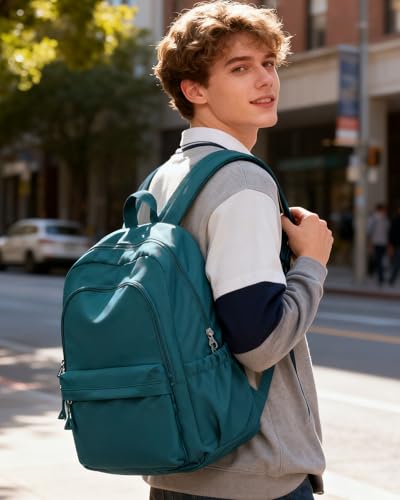BJLFS Blue Backpack for School Women Girls, Waterproof Bookbag Cute High School Backpack for Men Teen Boys, Lightweight Travel College Backpacks Mochilas Escolares para Casual Daypack Rucksack - color: A0-peacock Blue