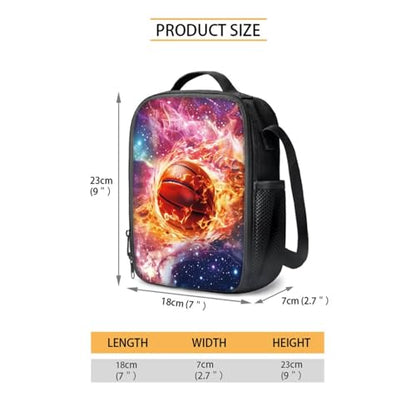 School Bag Backpack Set for Kids Elementary Middle Kids Lightweight Casual Bookbag with Lunch Bag Pencil Case Water Bottle Sleeve, 4 PCS, Basketball Flame Starry Sky - color: Basketball Flame Starry Sky