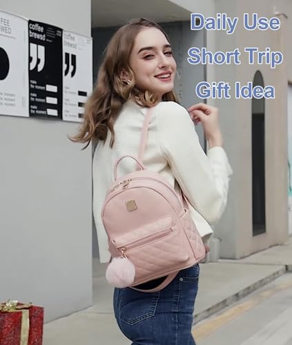 Girls Fashion Mini Backpack Purse Small Cute Plaid Leather Women Backpacks Little Bag (Pink) - color: Pink