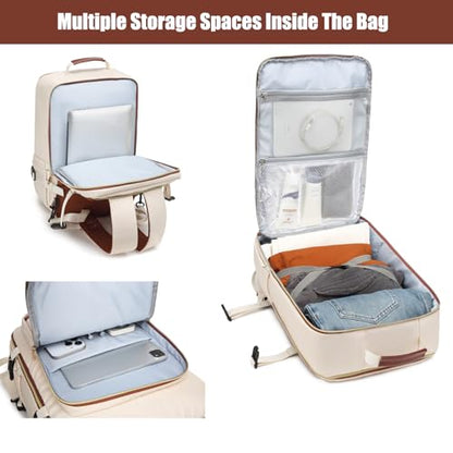 Travel Backpack with Separate Shoe Compartment Laptop Bag for Business/Leisure,Water-Resistant Durable Backpack (Beige)