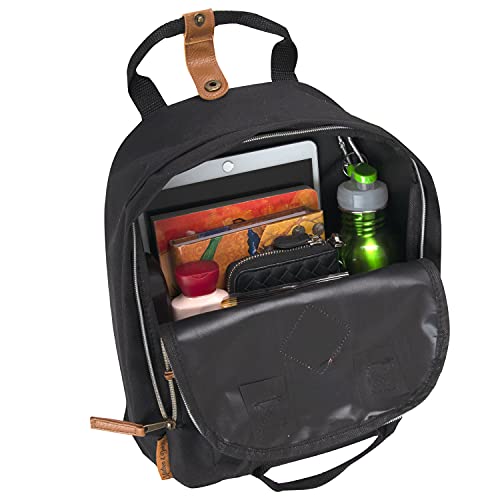 MADISON & DAKOTA Canvas Mini Backpack for Everyday & Day Pack Rucksack in Solid Color Blocks (Black) - color: Black