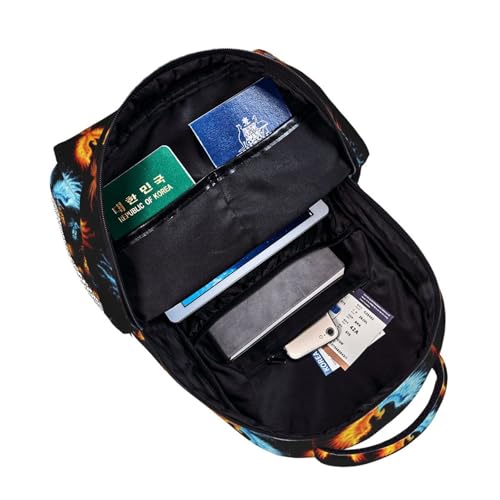 Multi Purpose Gym Backpack Cool Water Ice Fire Flame Bird Black, Casual Daypack with Inner Pocket and Mesh Side Pockets for Sports and Weekend Trips - color: Pattern (260)